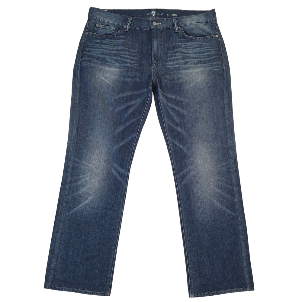 7 For All Mankind Slimmy Jeans Mens 38 Blue Slim Straight Leg 100% Cotton Denim